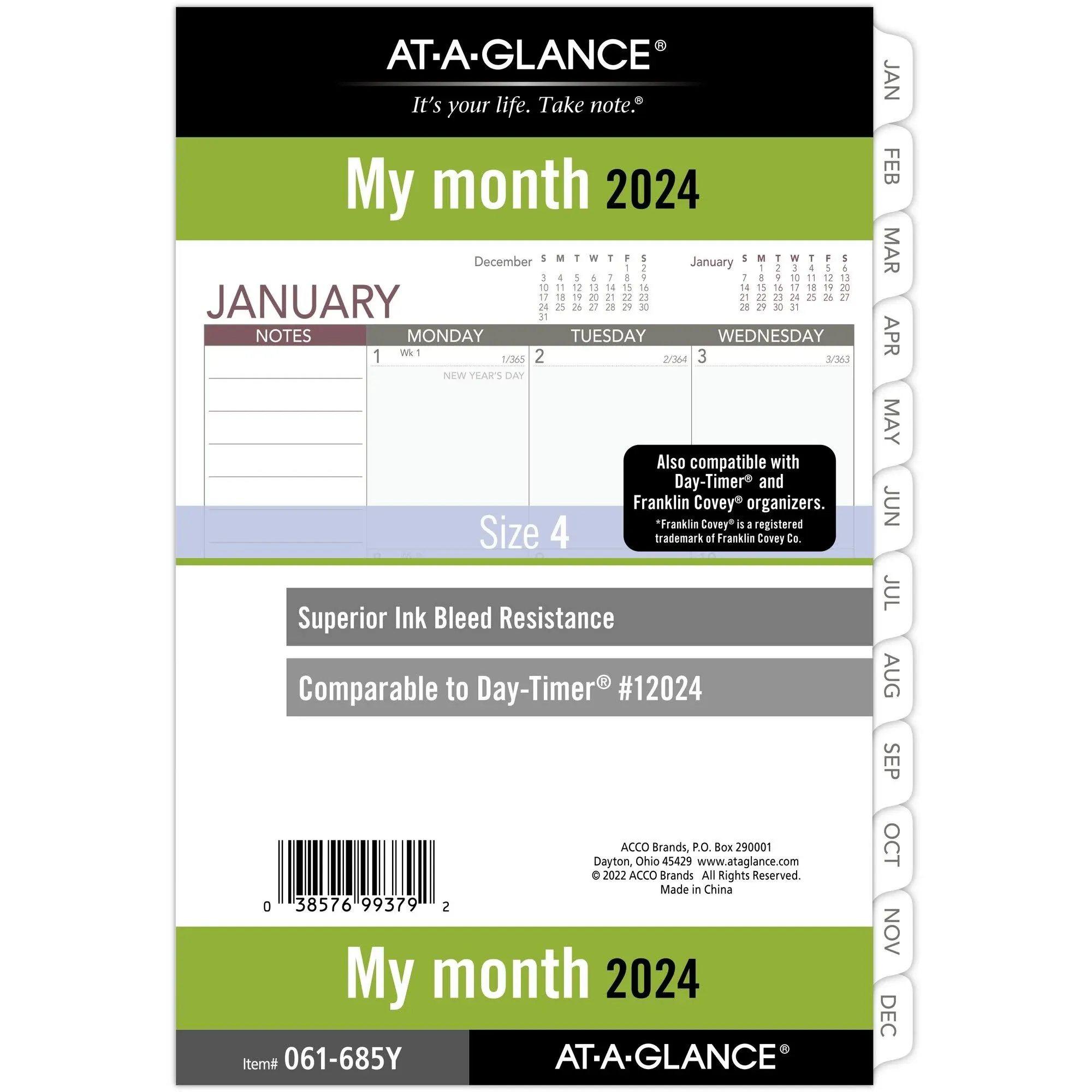 At A Glance 2024 Monthly Planner Size 4 Refill 5 1/2&#034; x 8 1/2&#034;