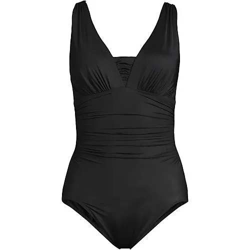 Lands' End Women's SlenderSuit Grecian Tummy Control One Piece Swimsuit