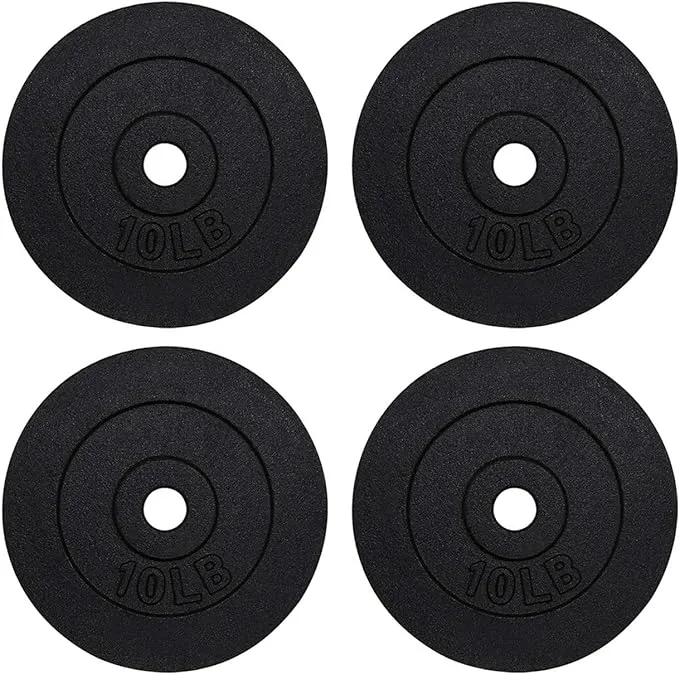 Cast Iron 1.14-inch Center Hole Weight Plate Set for Dumbbell, Barbell, Weightlifting, Strength Training-1.25lb, 2.5lb, 5lb, 10lb