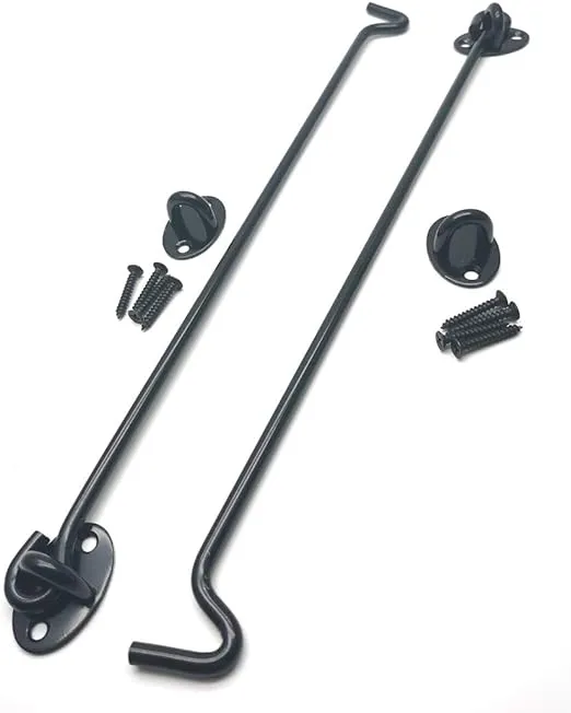 2 Pack Barn Door Latch, 12" Long Hook and Eye Latch Gate Latch Lock for Sliding Door, Garage, Window, Cabin, Bathroom, Closet, Bedroom (Black)