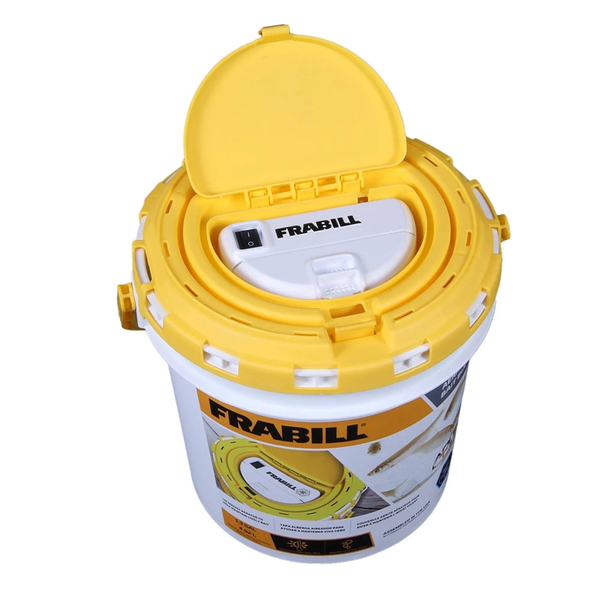 Frabill Aqua Life Aerated Bait Bucket, White/Yellow