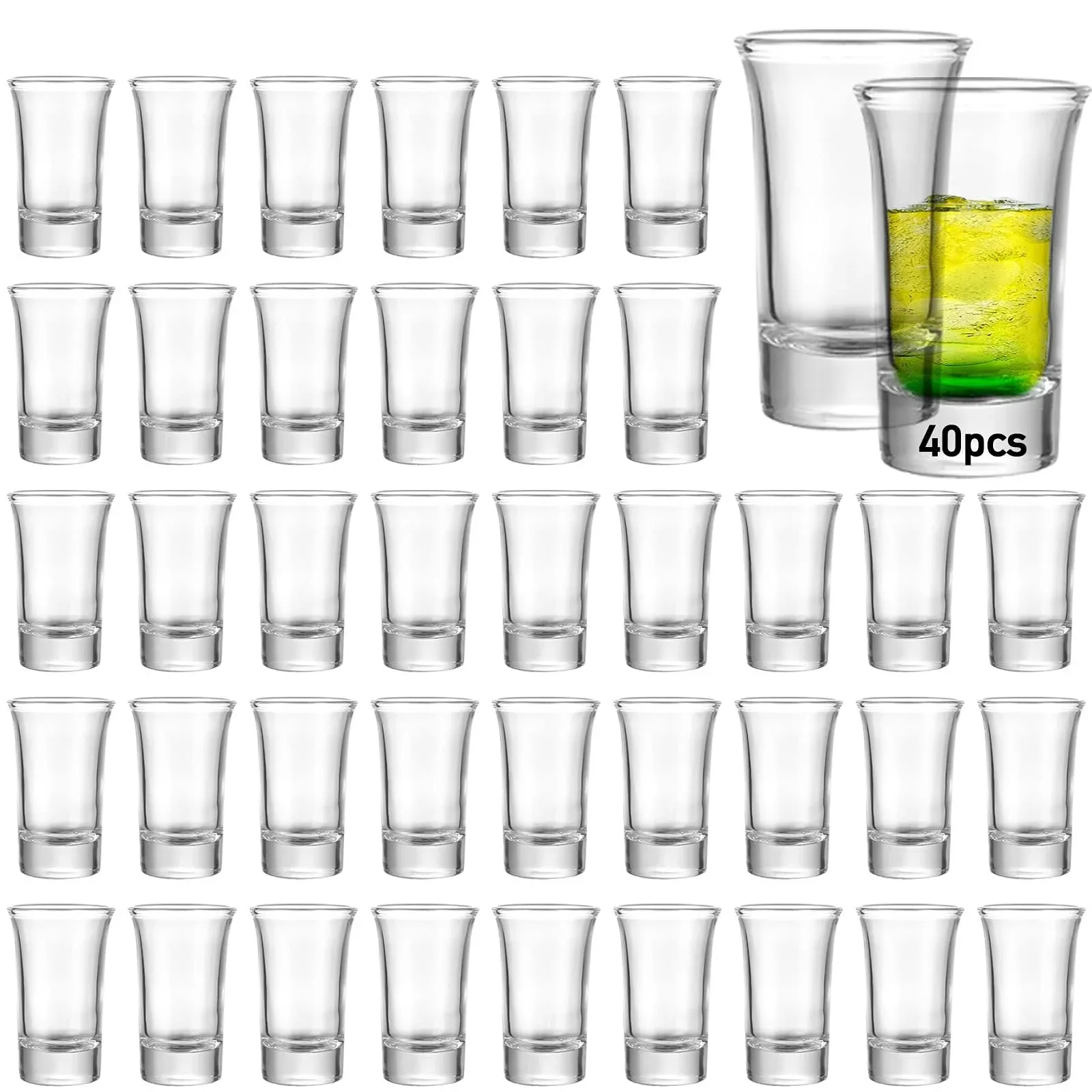 Aoeoe 40 Pack Shot Glass Bulk Set with Heavy Base 15 Ounce Whiskey Shot Glasses ...