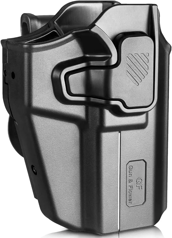 Universal OWB Holster for Canik/FN/Walther/Browning/S&W/Sarsilmaz/Sig/Girsan/Stoeger/Bersa / 1911, Fits More Than 100 Pistols, Index Finger Release System, Adj Retention, Right/Left Hand, Black/Tan