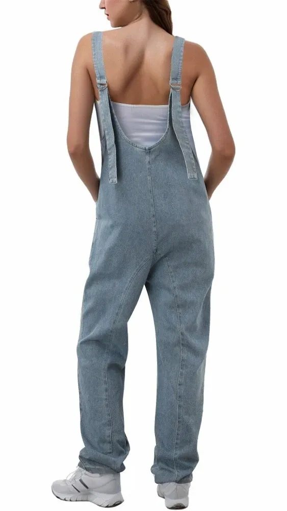 High Roller Denim Jumpsuits For Women Casual Sleeveless Loose  Overalls Jeans