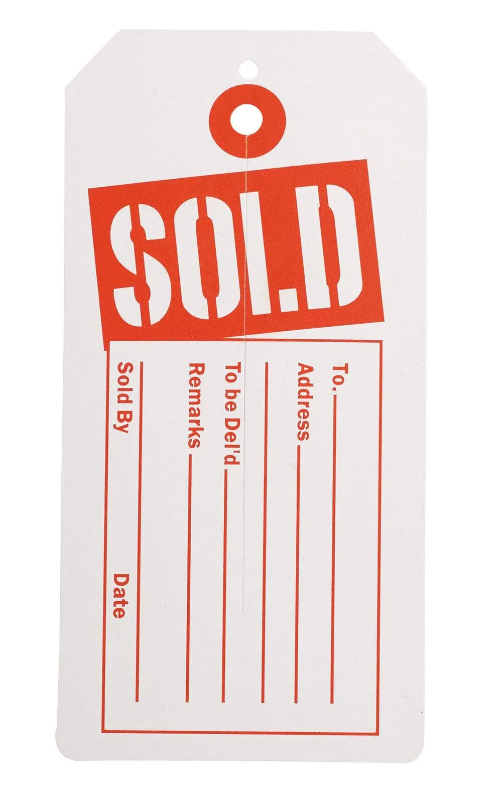 SSWBasics Red/White Sold Slit Tags (2-3/8"W x 4-3/4"H) - Box of 1,000