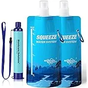 Membrane Solutions Portable Water Purification Unit - 5-Stage Filtration, 0.1 Micron Pore Size, 99.99999% E. Coli Reduction, 3 Ounce Weight, Ideal for Travel, Camping, Hiking