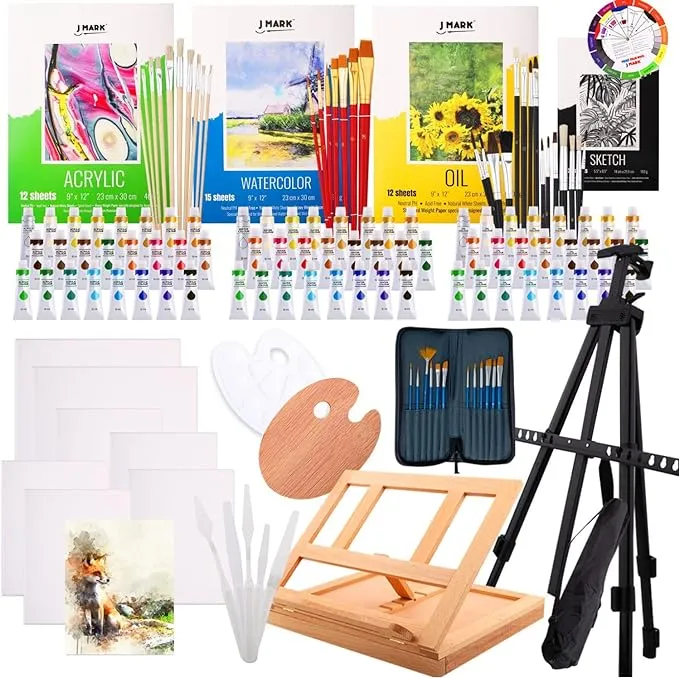 Premium Large Painting Kit – All in Deluxe Acrylic, Watercolor and Oil Painti...