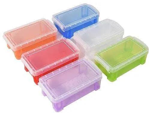 6Pack Colorful Small Plastic Clear Storage Box Containers with Lids Craft Bin...