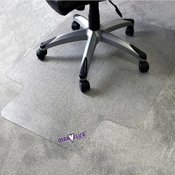 Marvelux 36" x 48" Heavy Duty Polycarbonate Office Chair Mat with Lip for Carpets, Clear Carpet Protector for Medium Pile Carpeted Floors Under Desks, Shipped Flat,