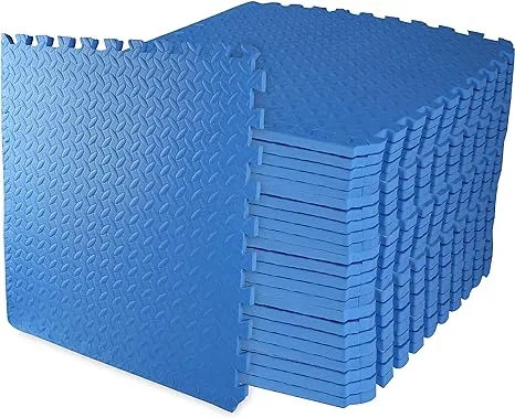 Balancefrom Puzzle Exercise Mat with EVA Foam Interlocking Tiles Blue