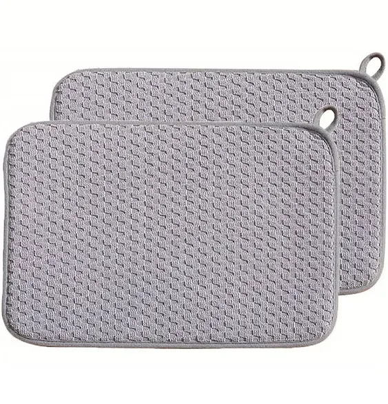 2 Pack Dish Drying Mat,Microfiber Dishes Drainer Mats for Kitchen Counter