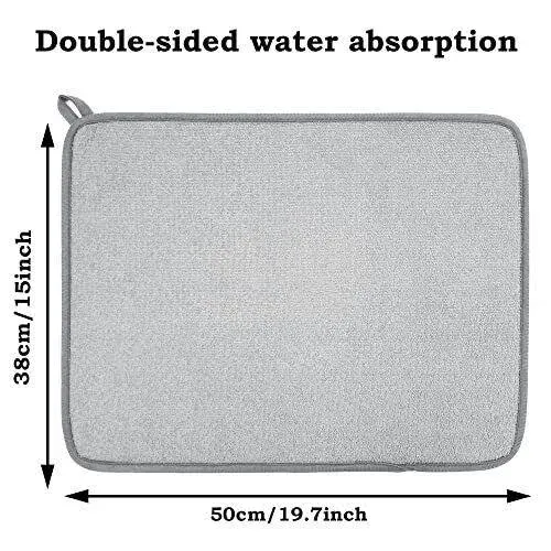 2 Pack Microfiber Dish Drying Mat,Drying Mat for Kitchen Counter,Double<wbr/>-Sided 