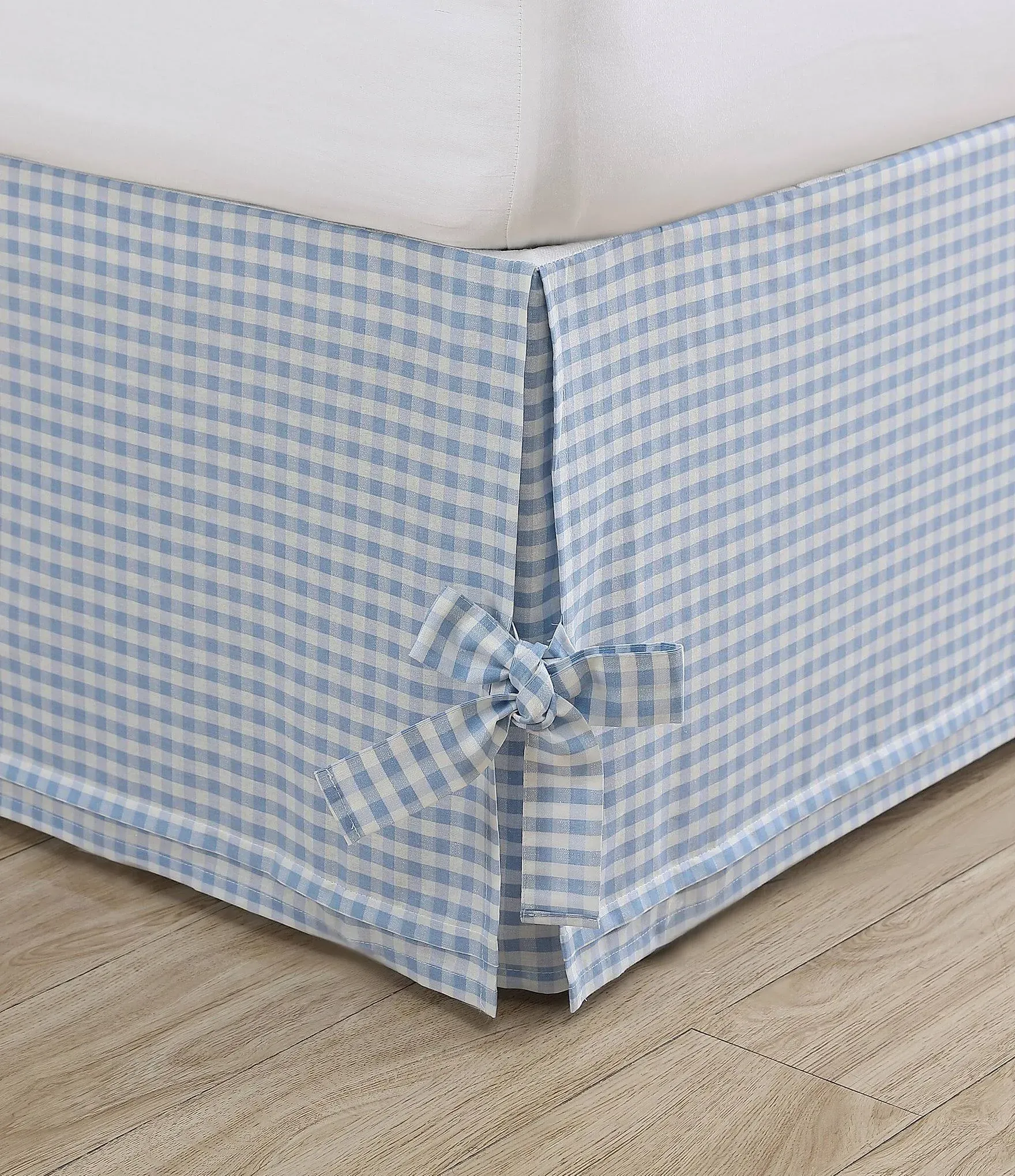 Home - Cotton Ruffled Bedskirt, Lightweight &amp; Classic Style (Hedy Blue, King)