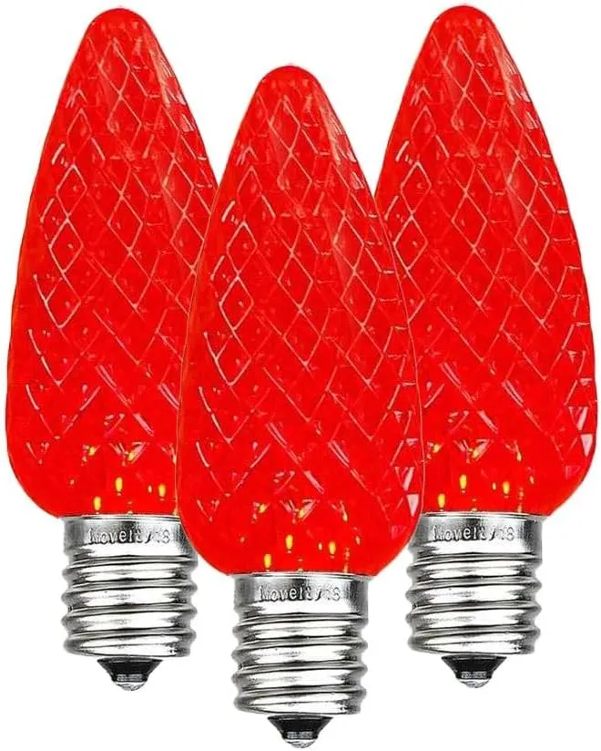 Novelty Lights C9 LED Faceted Christmas Replacement Bulbs Dimmable 25 Pack