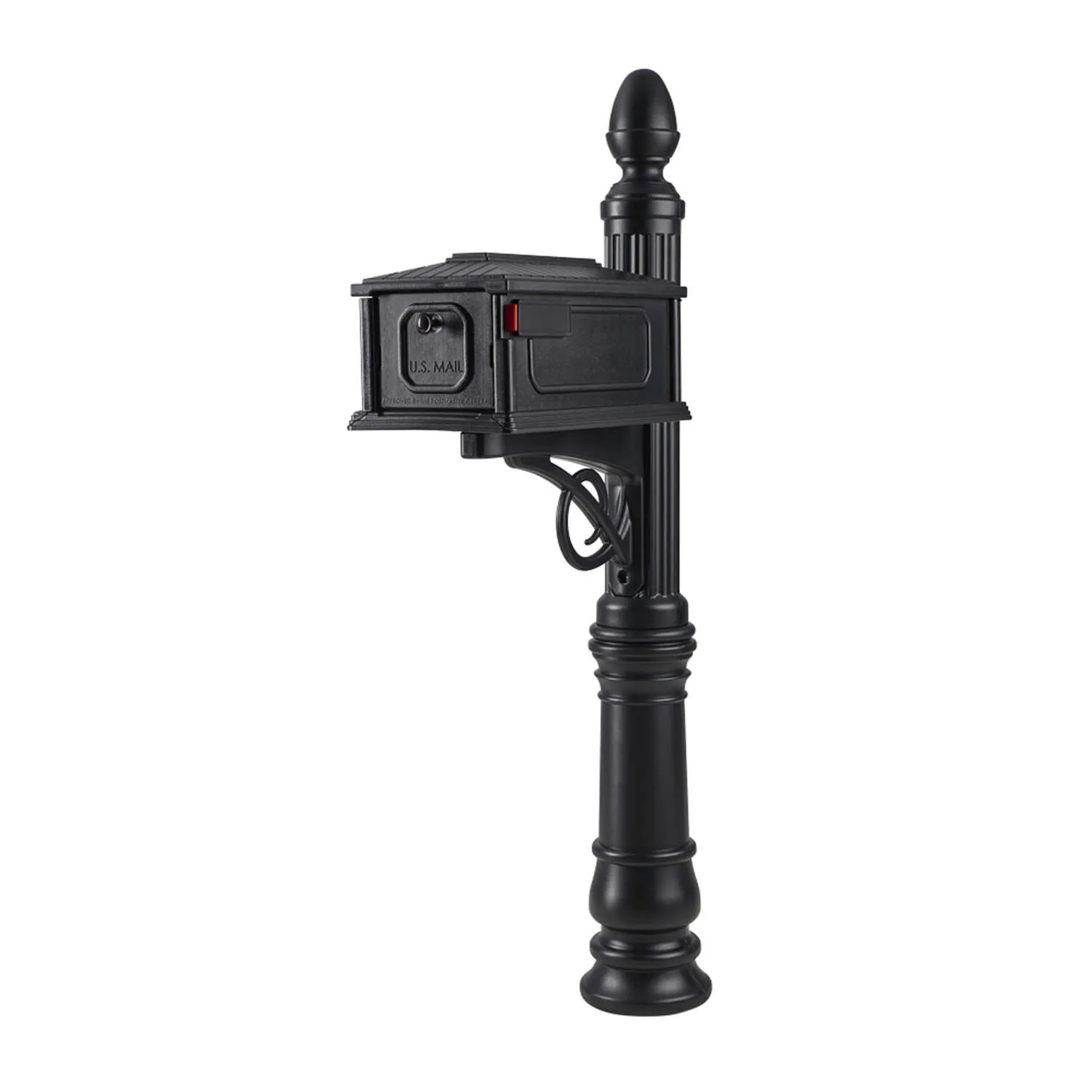 Gibraltar Mailboxes Stratford Decorative Plastic Post Mount Black Mailbox