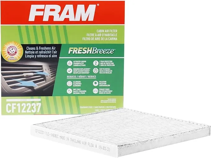 FRAM Fresh Breeze Cabin Air Filter Replacement for Car Passenger Compartment w/Arm and Hammer Baking Soda, Easy Install, CF12237 for Select Nissan Vehicles