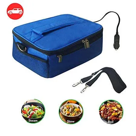 Portable Oven 12V Car Food Warmer Large Electric Lunch Box Personal Microwave Reheating & Raw Food Cooking in Car, Truck, Travel, Camping, Office,Work(Black)