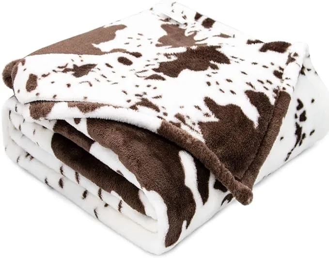 Fleece Cow Print Blanket Soft Fuzzy Kids Throw Blanket Black and White Cozy B...