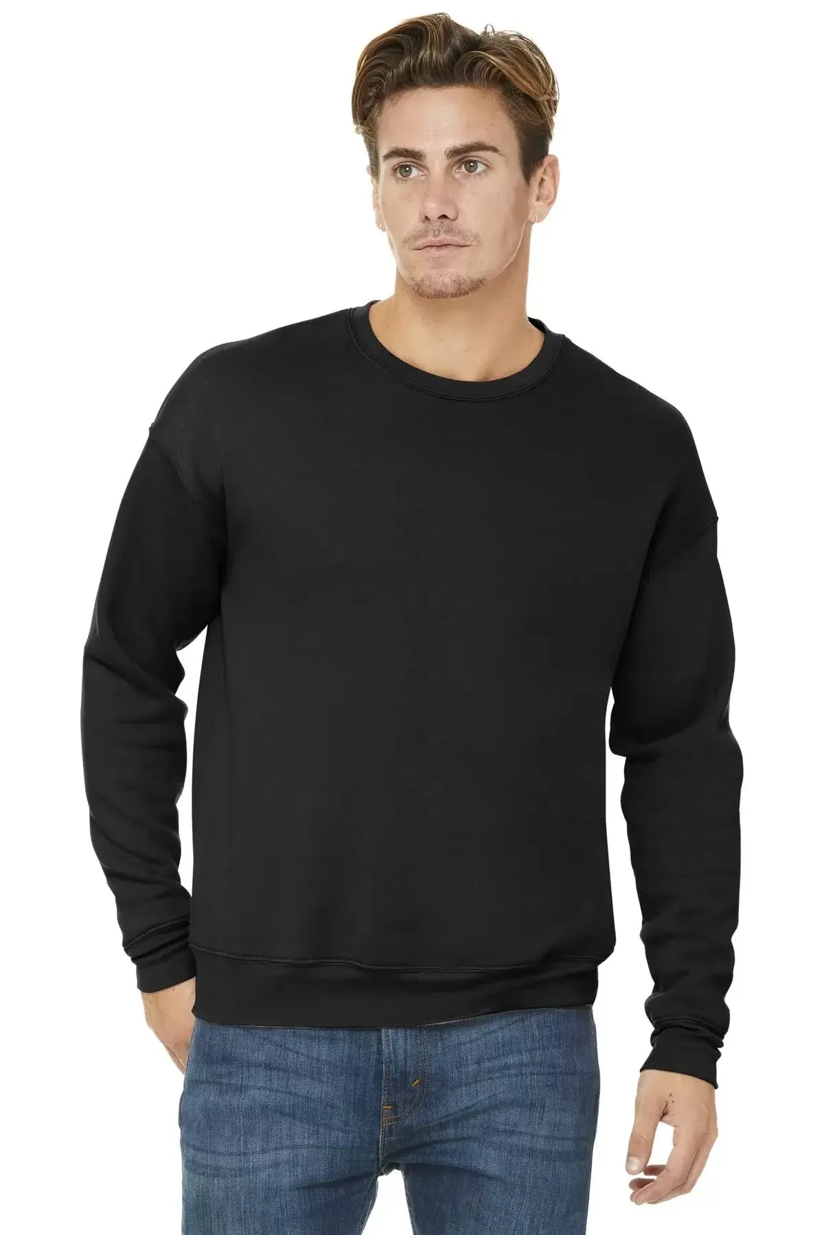 3945 Bella + Canvas Sweatshirt Unisex Drop Shoulder Fleece - Black Xs