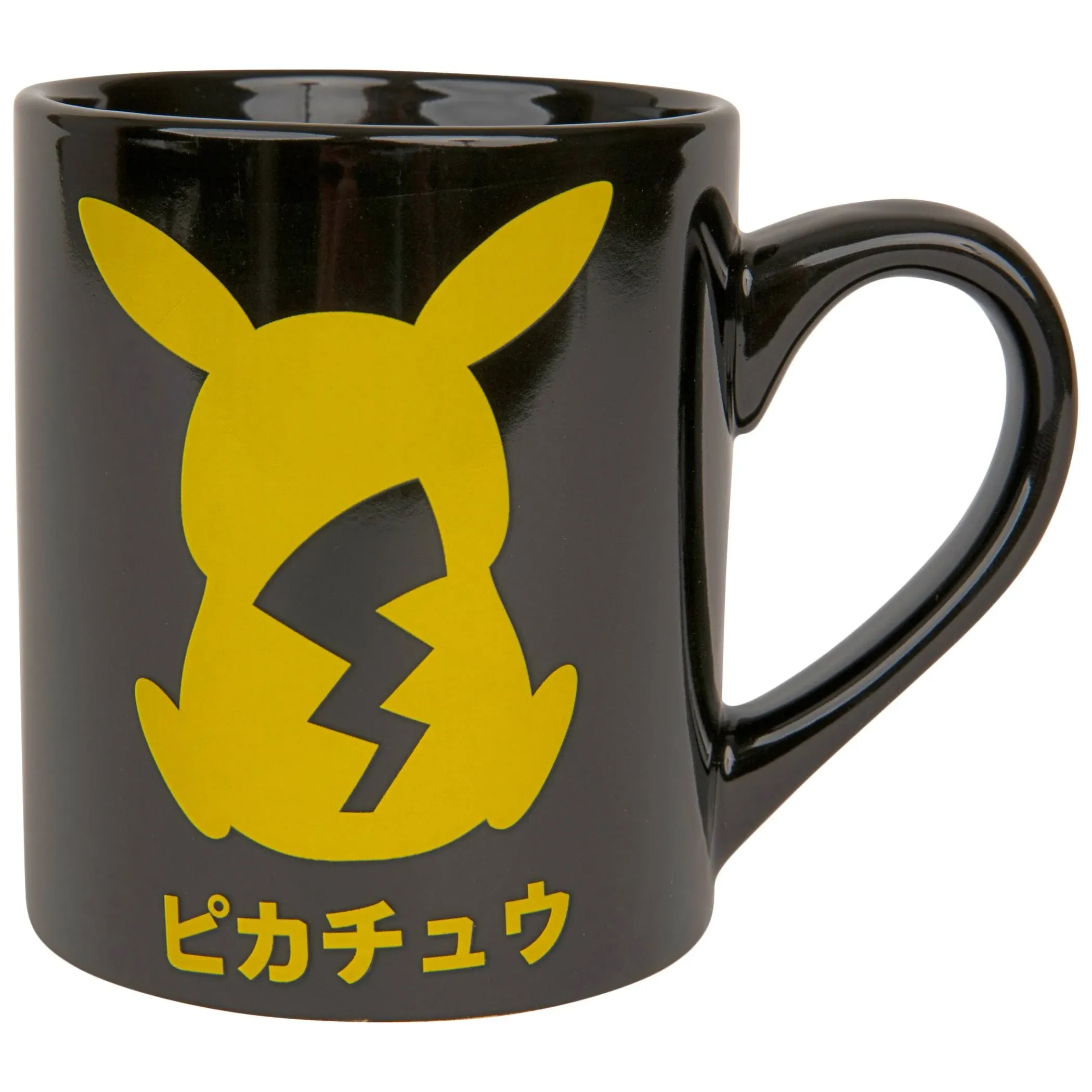 Pokemon PIKACHU Silhouette Coffee Mug Cup 14 oz Black Japanese Letters Pokeball