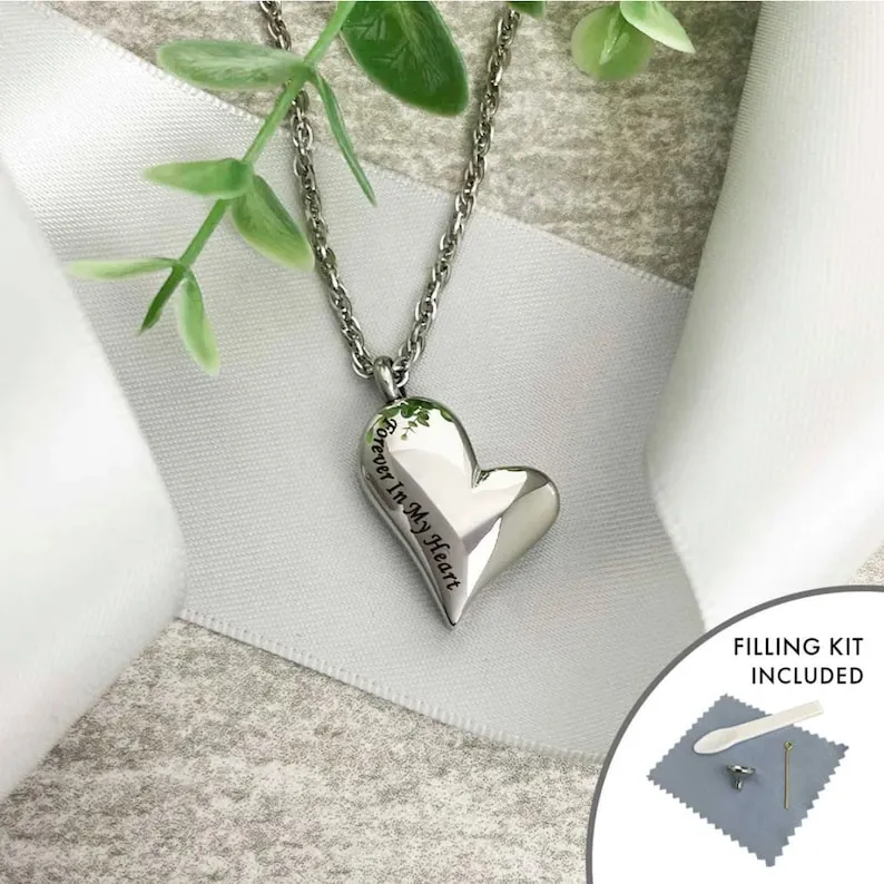 Forever in My Heart Cremation Ashes Memorial Urn Necklace