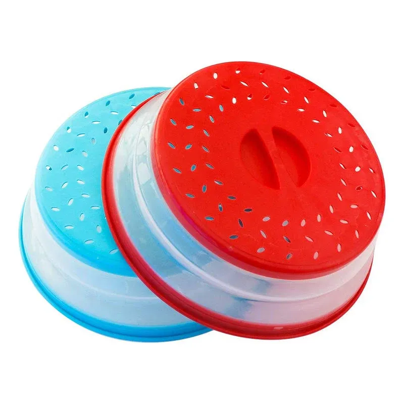 Pack of 2 Splatter Guard, Collapsible Microwave Food Cover, Colander Kitchen Gadget for Food,10.5inch, BPA free TPR, Dishwasher safe