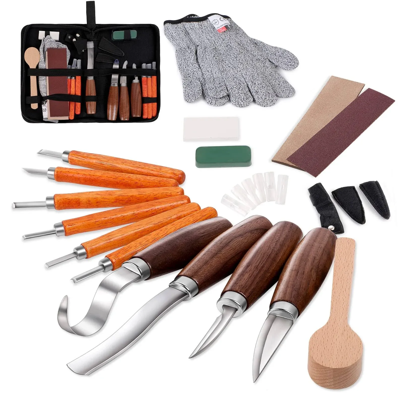 Wood Carving Tools SetDetail and Hook Carving Knife Kit for BeginnersTrimm<wbr/>ing...