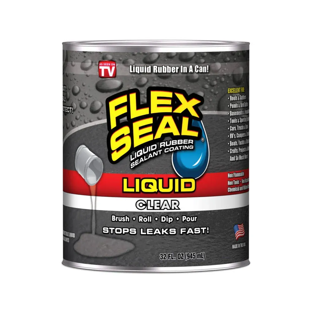 Flex Seal Liquid, 16 oz, Clear, Liquid Rubber Coating Sealant, Waterproof, Flexible, Breathable, and UV Resistant, Roof Repair, Basements, RV, Campers, Trailers, Marine, EPDM, Masonry