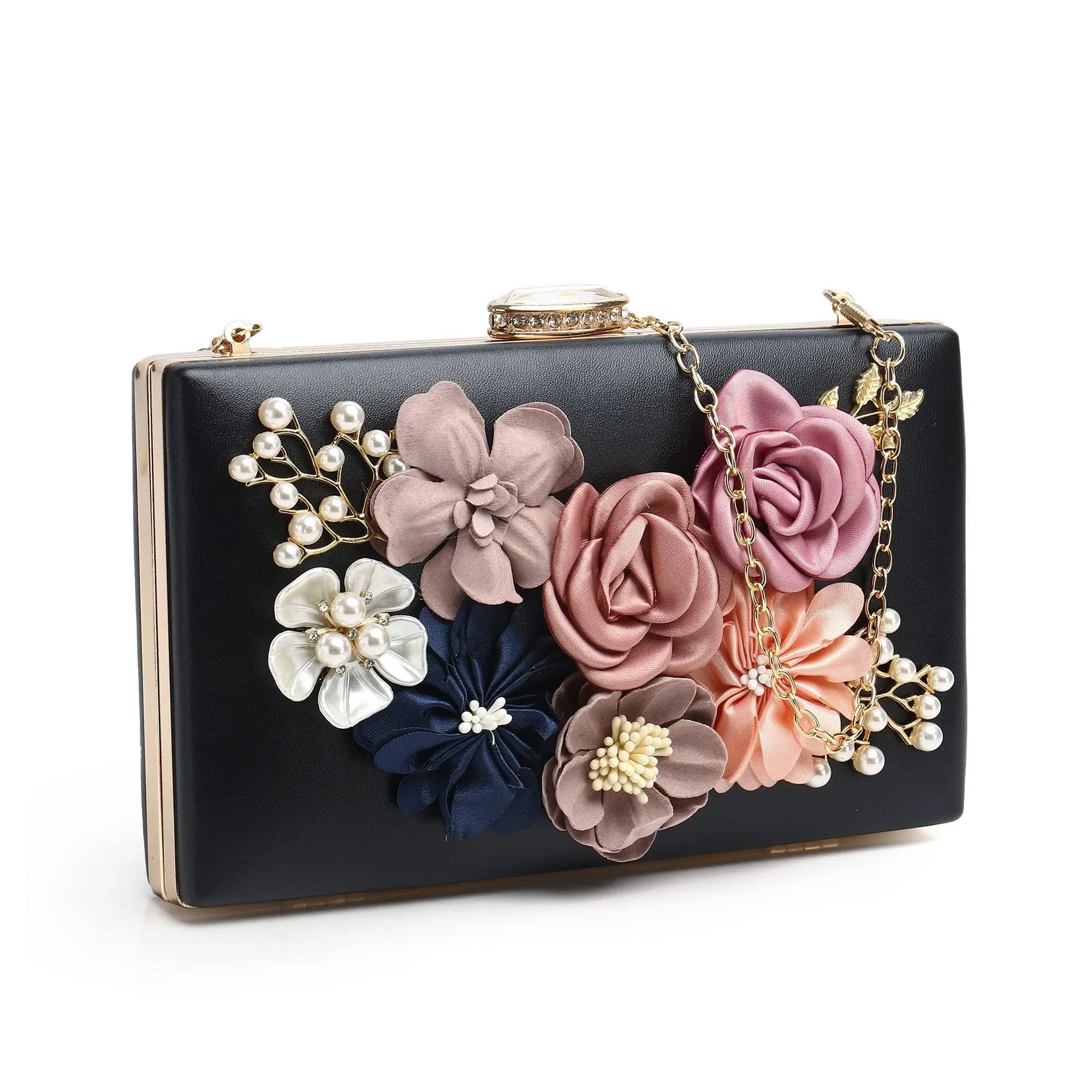 Floral Clutch Purses For Women, Flower Wedding Purse With Roses Clach, Evening Bride Clutch Bag