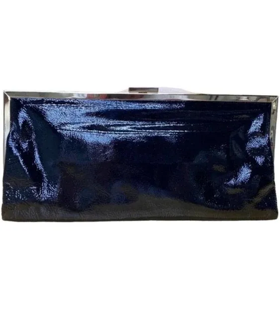 Hobo International Black Patent Leather Envelope Clutch With Gold Tone Frame NWT ...