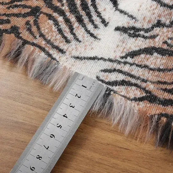 Faux Fake Fur Animal Coat Costume Fabric, Tiger Pattern Faux Fur, Quilting Shoemaking Upholstery Fabric, By the Half Yard