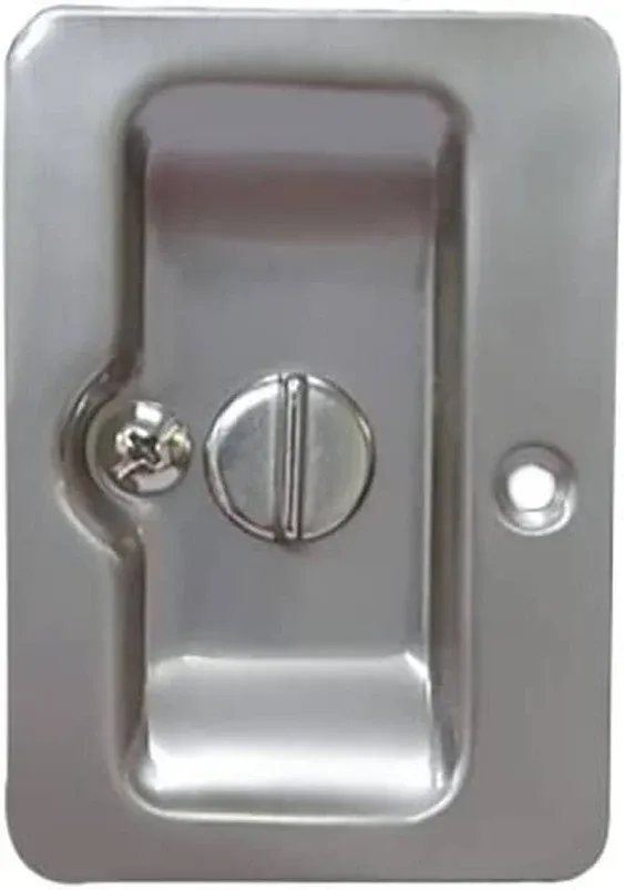 Solid Brass Rectangular Pocket Sliding Door Pull, Privacy Lock,