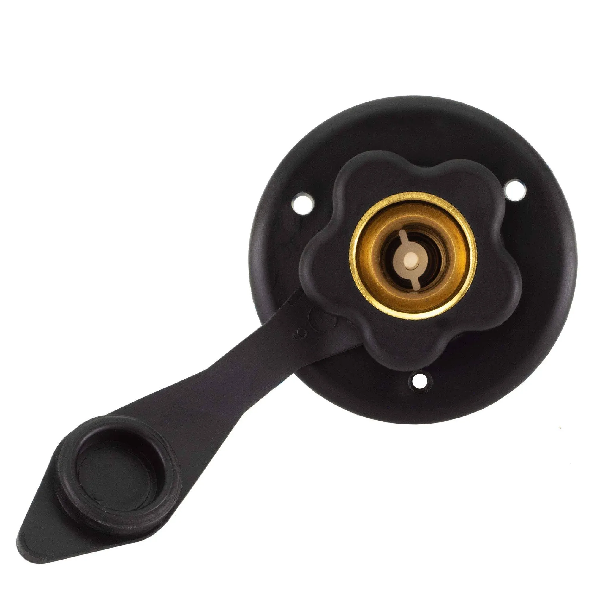 RecPro RV City Water Fill Inlet | Black | Optional Hose Elbow and or Gasket Seal | Flange Brass with Check Valve | Camper | Trailer | Marine (with Hose Elbow, with Seal)