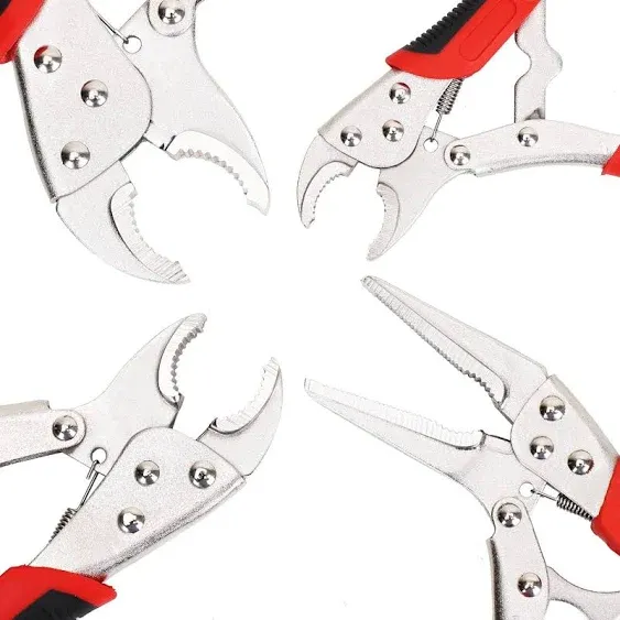 4-Piece Locking Pliers Set with Heavy Duty Grip