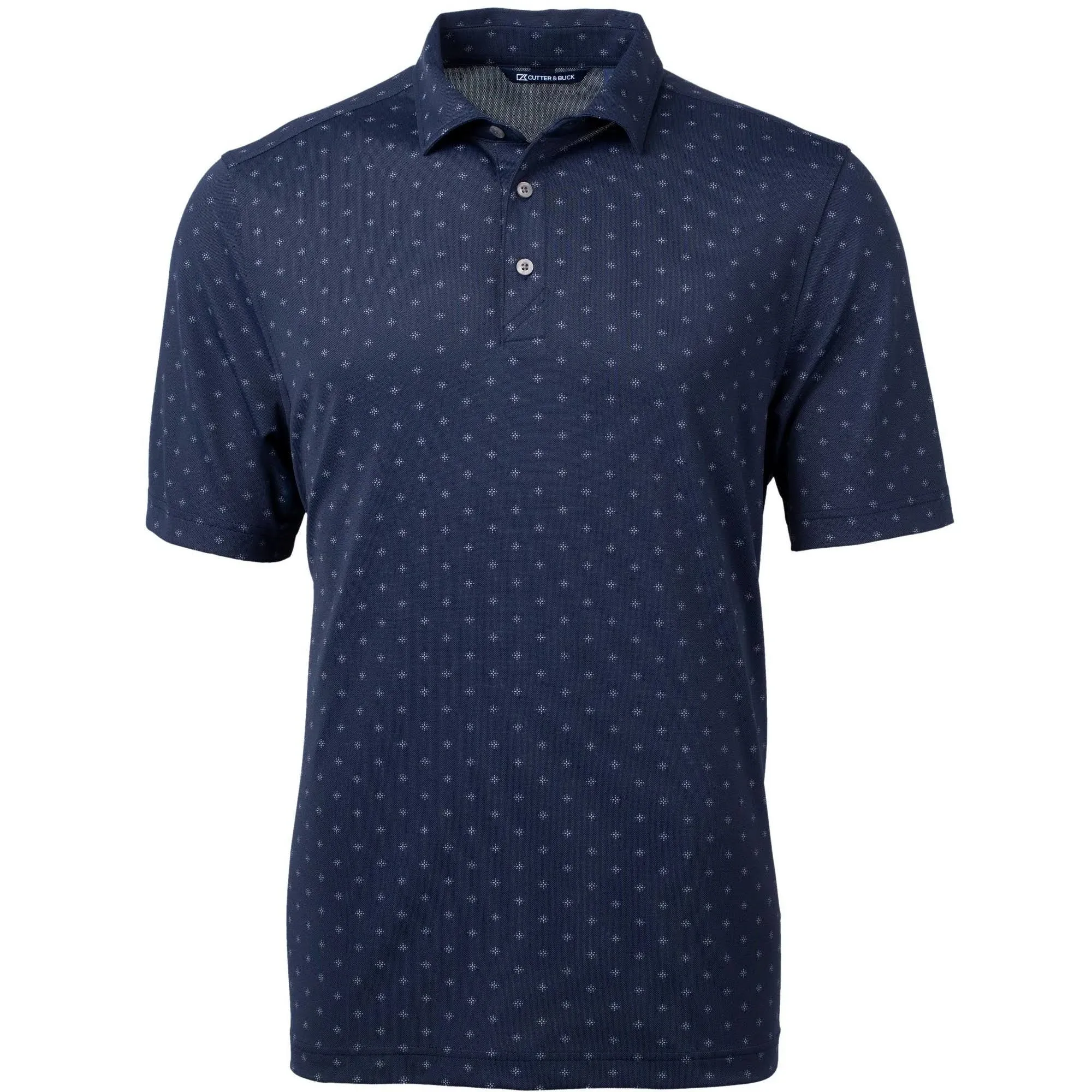 Cutter & Buck Virtue Eco Pique Tile Print Recycled Mens Polo - Navy Blue - XL