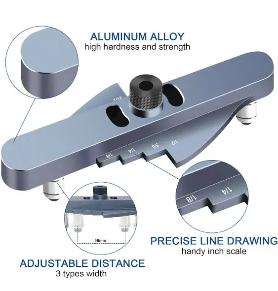  Self-Centering Line Scriber Woodworking Tools, Drill Guide for Straight Holes,I