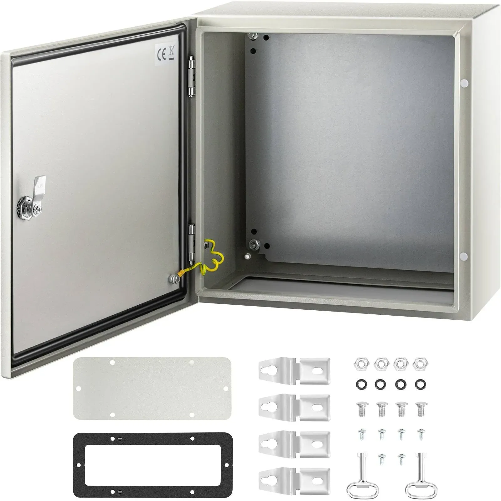 Electrical Enclosure 24 in. x 16 in. x 10in. NEMA 4X Carbon Steel Reinforced Lock and Hinge Electrical Junction Box,Gray