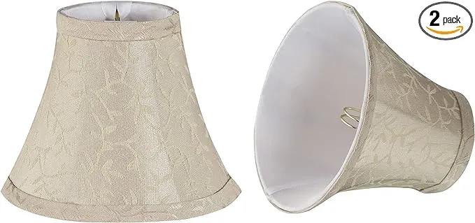 Aspen Creative 30077-5 Small Bell Shape Chandelier Clip-On Lamp Shade Set (5 Pack), Transitional Design in Beige, 6" bottom width (3" x 6" x 5")