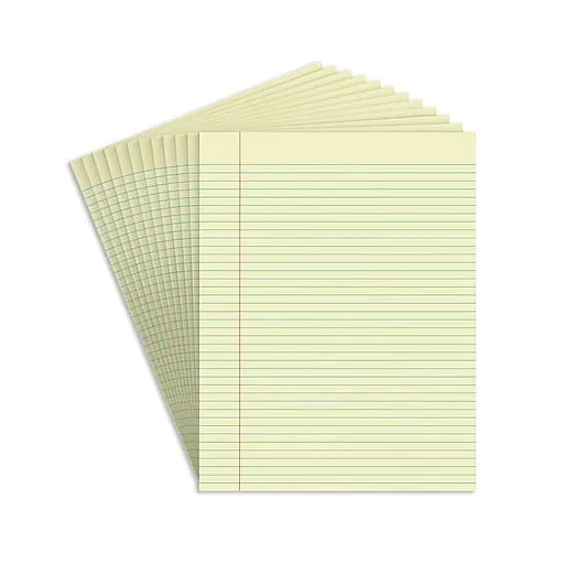 Staples Notepads, 8.5" x 11" (US letter), Narrow Ruled, Canary, 50 Sheets/Pad, Dozen Pads/Pack (ST57296) | Staples