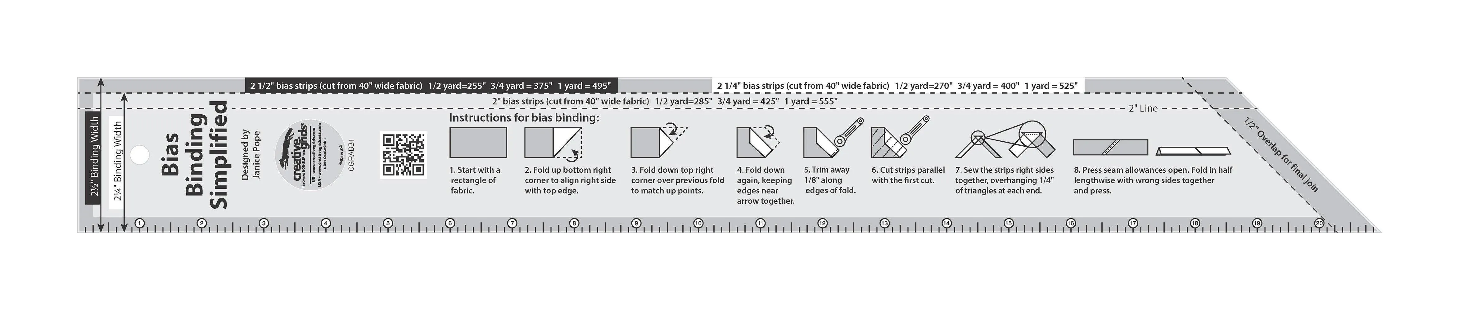 Creative Grids Bias Binding Simplified Quilt Ruler (CGRABB1)