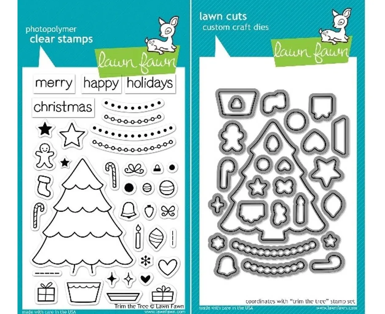 Lawn Fawn Trim The Tree Clear Stamp and Die Set - Includes One Each of...