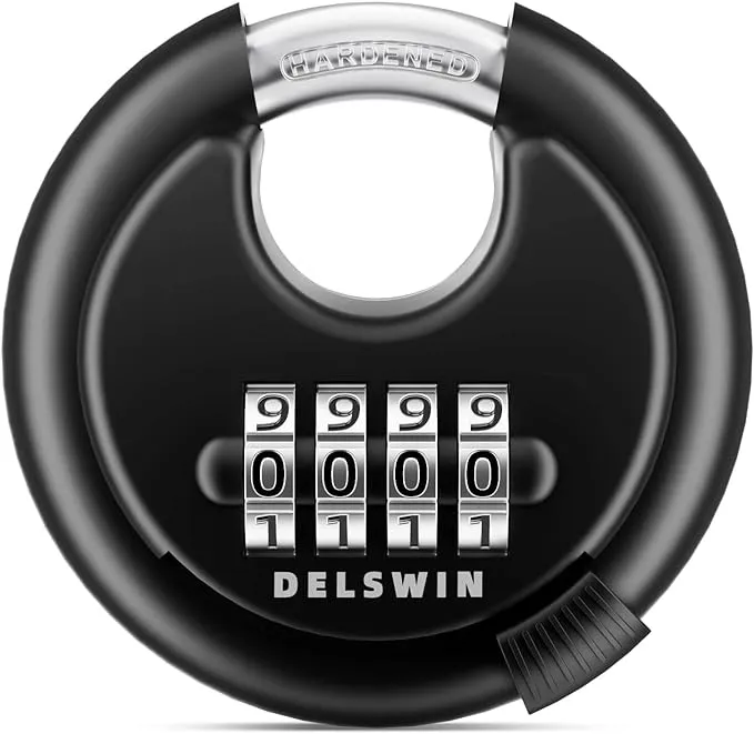 DELSWIN 4 Digit Combination Lock with Hardened Steel Shackle Combo Padlock for Sheds,Gym Locker,Storage Unit,Gate and Fence (1 Pcs) 1 Pack