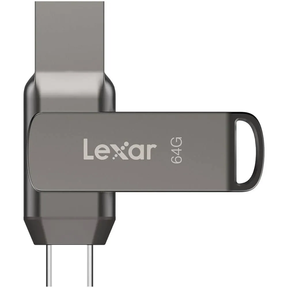 Lexar® JumpDrive® Dual Drive D400 USB 3.1 Type-C USB Drive, 64GB, Silver