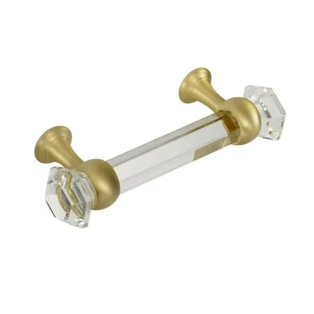 CKP #G-60 Elegance Collection 3 in. (76mm) Glass Pull Clear with Satin Brass Base