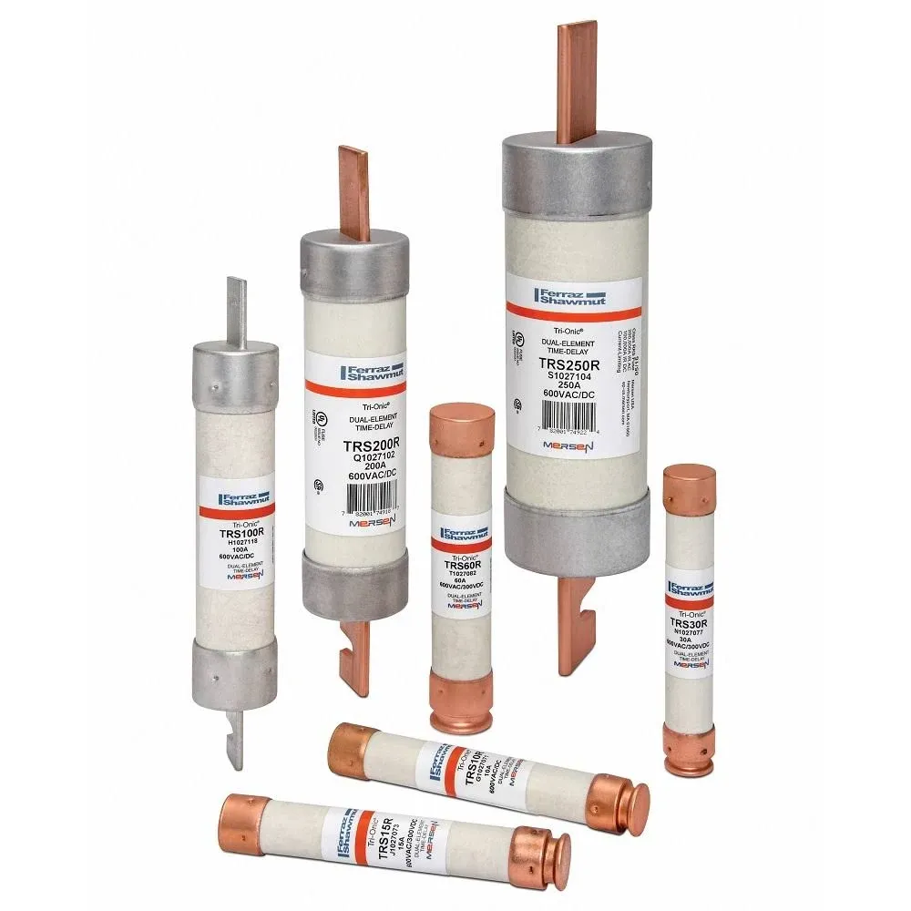 Mersen TRS-R Tri-Onic Time-Delay/Class RK5 Fuse, 600VAC/300VDC, 200kA AC/20kA DC, 30 Ampere, 13/16" Diameter x 5" Length