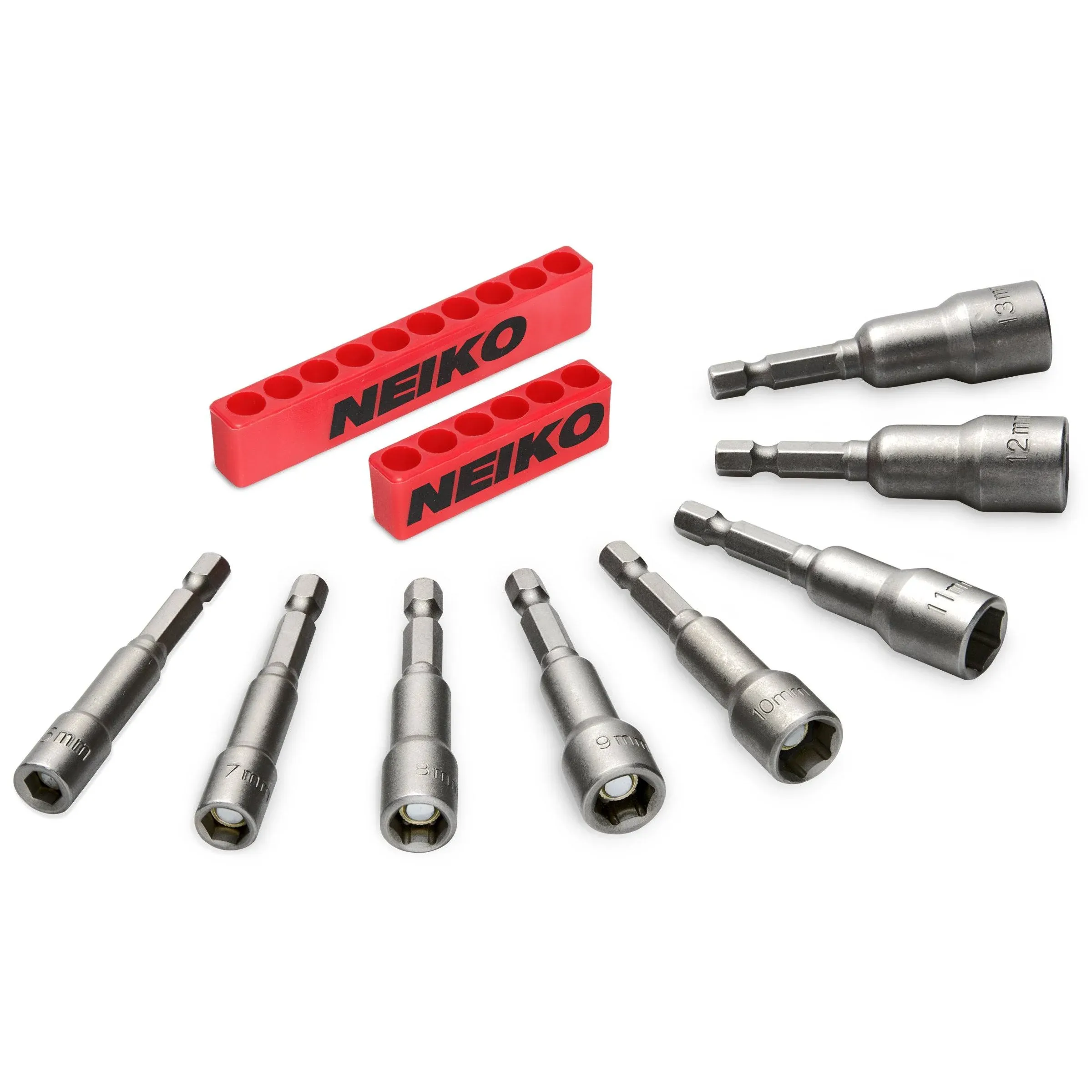 Neiko 10065a -Inch Hex Shank Magnetic Power Nut Setters, Metric | 6mm - 13mm | 8-Piece Set