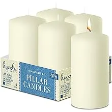 Hyoola Ivory Pillar Candles 2-inch x 4-inch - Unscented Pillar Candles - Set of 4 - European Made