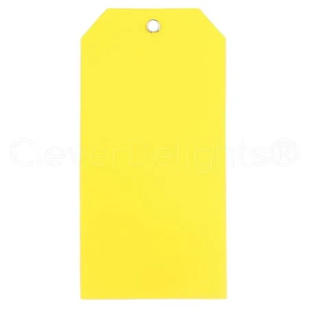 Yellow Plastic Tags - 4.75&#034; x 2.375&#034; - 100 Pack - Waterproof and Tear-Resistant