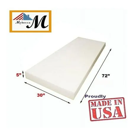 Foamma 6" x 30" x 72" High Density Upholstery Foam Cushion (Seat Replacement, Upholstery Sheet, Foam Padding) Made in USA!