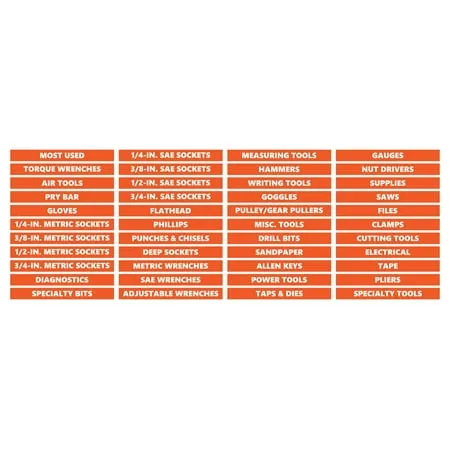 Toolbox Organizational Magnetic Labels Advanced Set by DCM Solutions (Burnt Orange 0.5 H x 4.5 W)